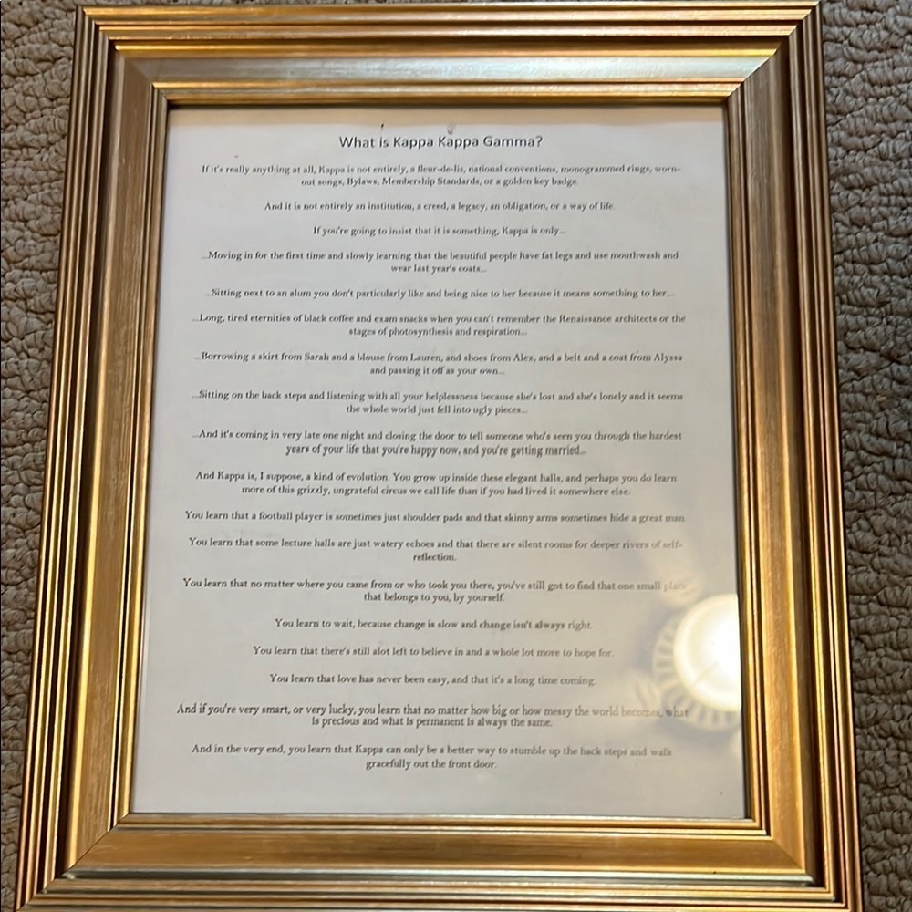 Gold Classic Picture Frame Accent why kappa kappa gamma wording